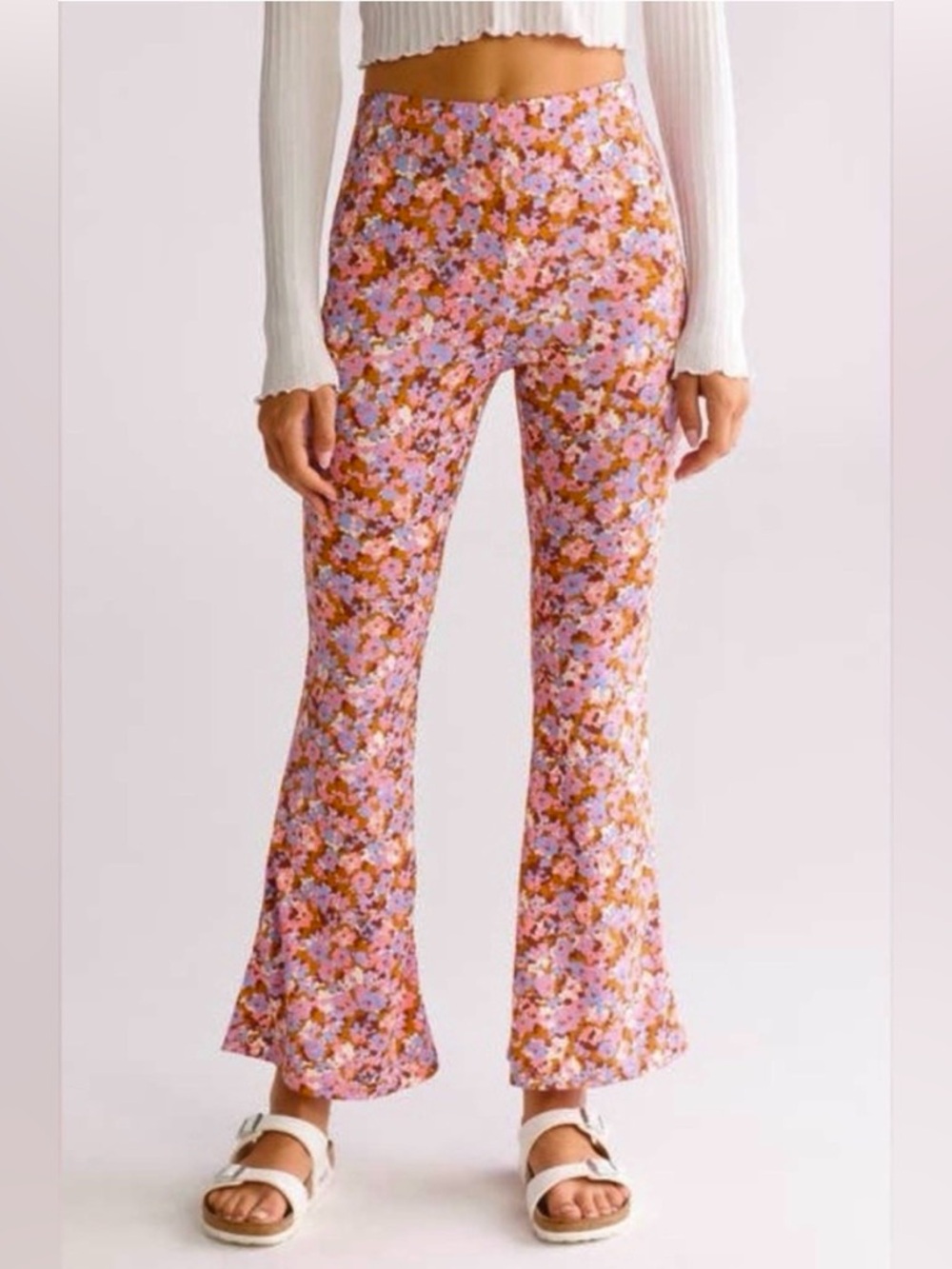 Billabong Hang Loose Ditsy Floral High-Waist Flair Pants NWT
